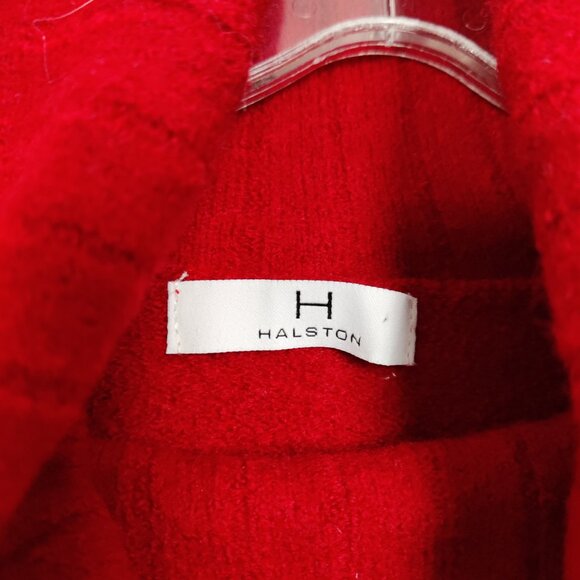 H Halston Women's Sweater Size S Red Extra Fine Merino Wool Knitwear Warm Winter - Picture 2 of 9